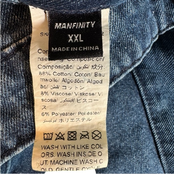 Manfinity XXL Men’s Distressed Wide Leg Jeans Heavy Shredding Streetwear Y2K - Picture 8 of 11